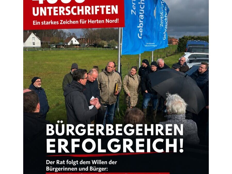 Mit großer Mehrheit hat der Rat der Stadt Herten dem Bürgerbegehren der Bürgerin
